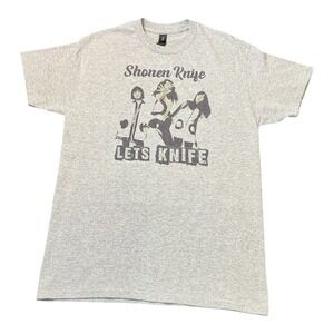 Shonen Knife Lets Knife Band T-Shirt Mens Medium Heather Gray Graphic Tee Gildan